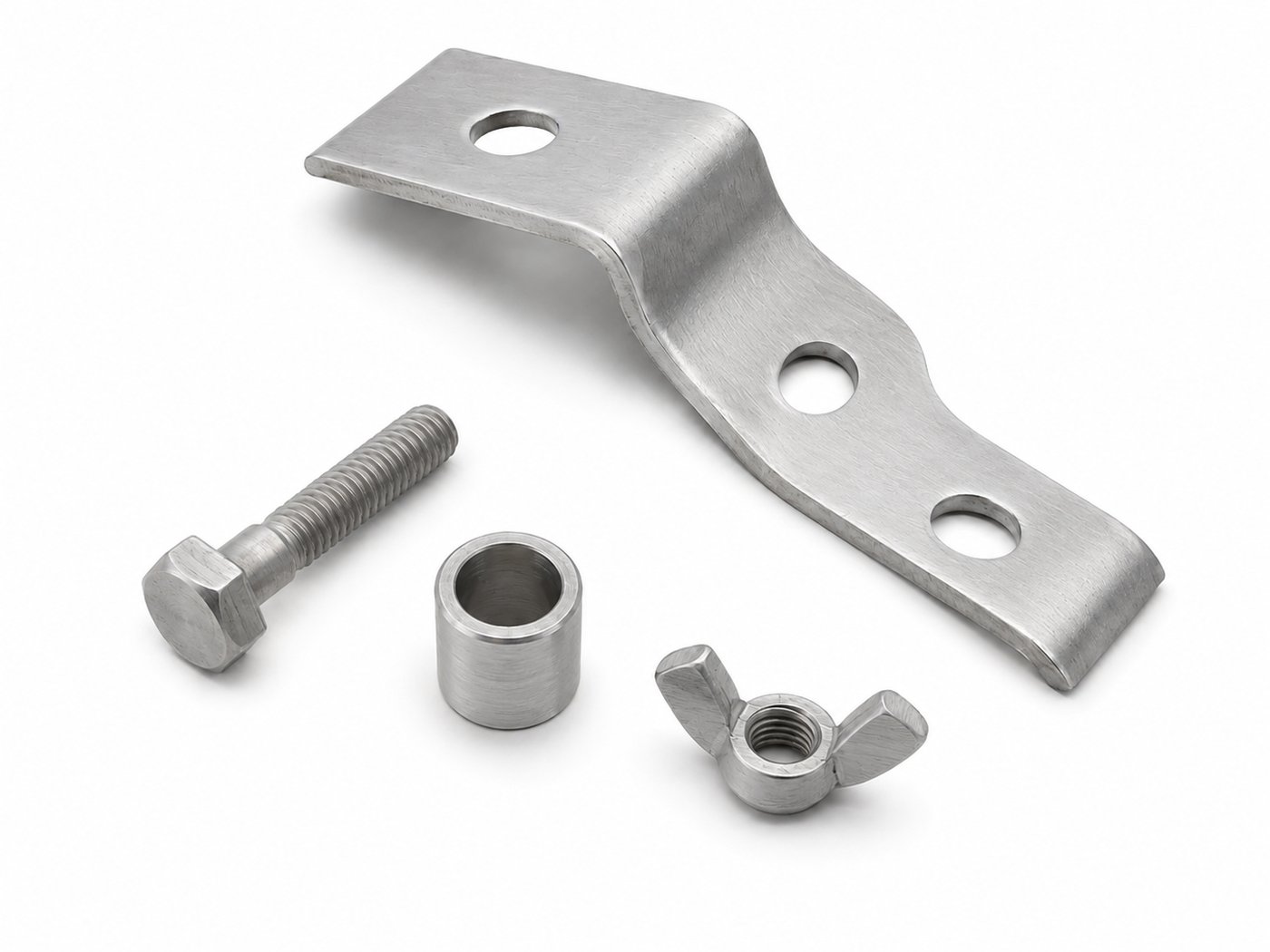The Bracket Tree rear brake reservoir relocation bracket for the 2024-2026 Yamaha MT-09 — bracket, mounting hardware, spacer, and wing nut